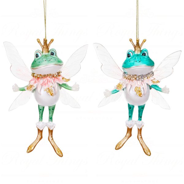 Tr 18019 Goodwill Christmas Ornaments Lily Pond Fairy Frog Ornament Green Pink