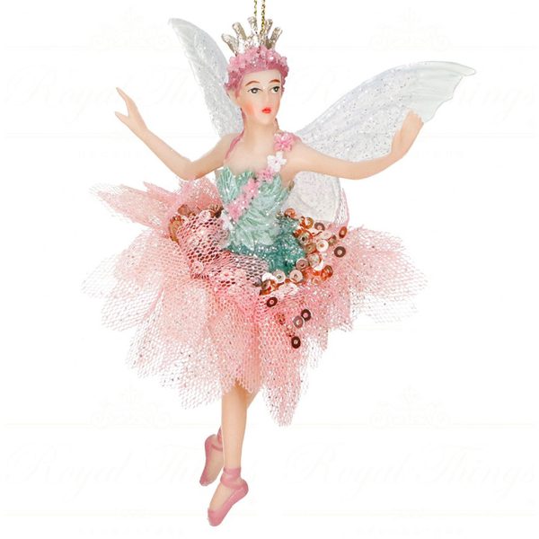 Tr 18022 Goodwill Christmas Ornaments Lily Pond Fairy Couple Ornament Green Pink Girl