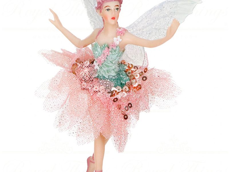 Tr 18022 Goodwill Christmas Ornaments Lily Pond Fairy Couple Ornament Green Pink Girl