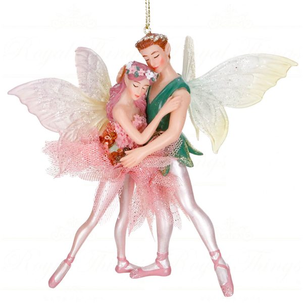 Tr 18023 Goodwill Christmas Ornaments Lily Pond Fairy Couple Ornament Green Pink