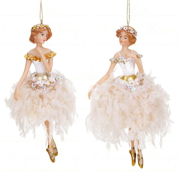 Tr 18031 Goodwill Christmas Ornaments Fluffy Swan Ballerina Ornament Cream Pink