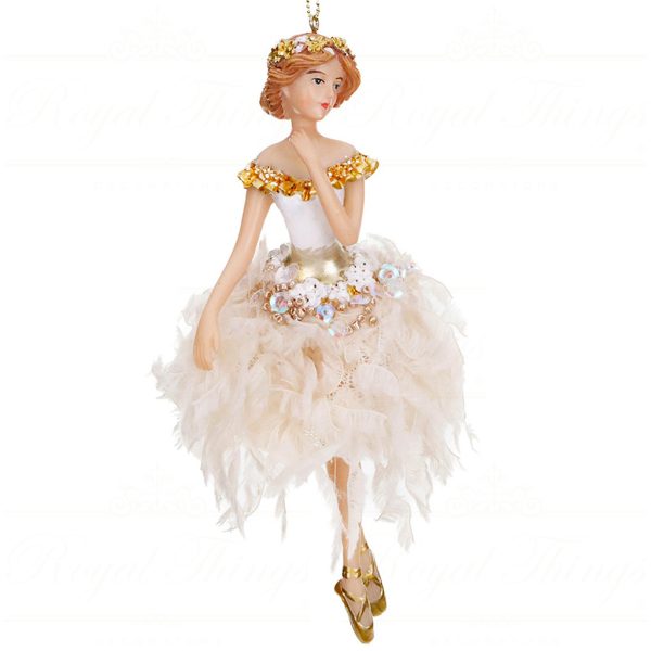 Tr 18031 Goodwill Christmas Ornaments Fluffy Swan Ballerina Ornament Cream Pink A