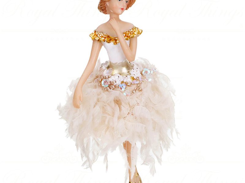 Tr 18031 Goodwill Christmas Ornaments Fluffy Swan Ballerina Ornament Cream Pink A