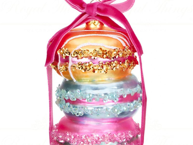 Tr 18041 Goodwill Christmas Ornaments Glass Macaron Stack Ornament Pink Blue Yellow Vari A