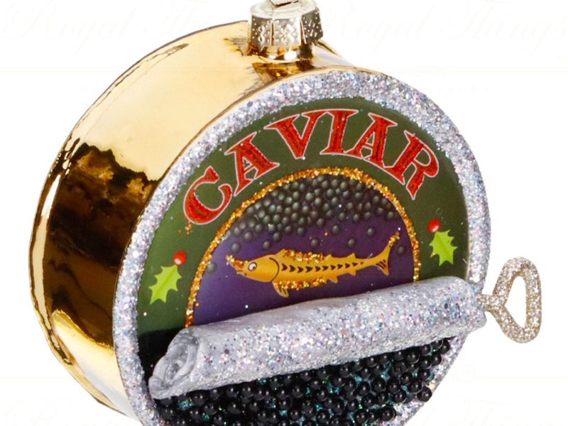 Tr 18044 Goodwill Christmas Ornaments Glass Can Of Caviar Ornament Black Gold