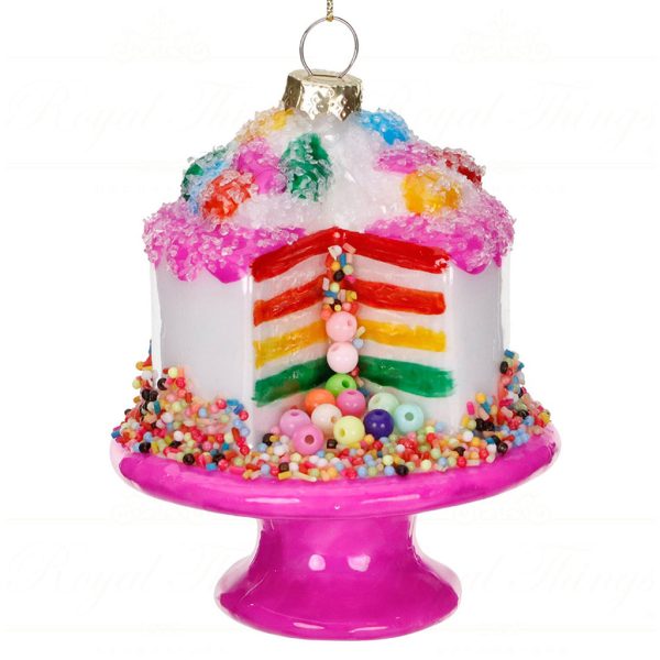Tr 18063 Goodwill Christmas Ornaments Glass Cake On Stand Ornament Pink Multi