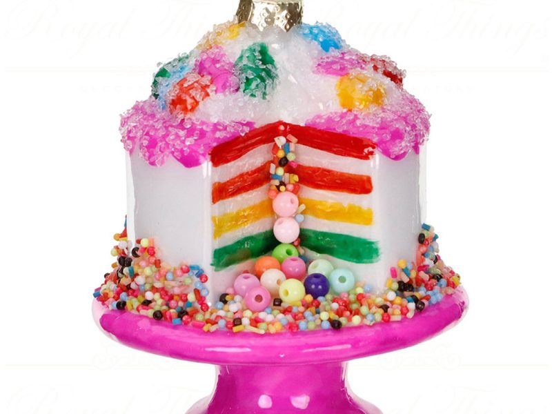 Tr 18063 Goodwill Christmas Ornaments Glass Cake On Stand Ornament Pink Multi