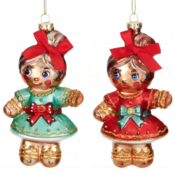 Tr 18097 Goodwill Christmas Ornaments Glass Gingerbread Girl Ornament Red Green