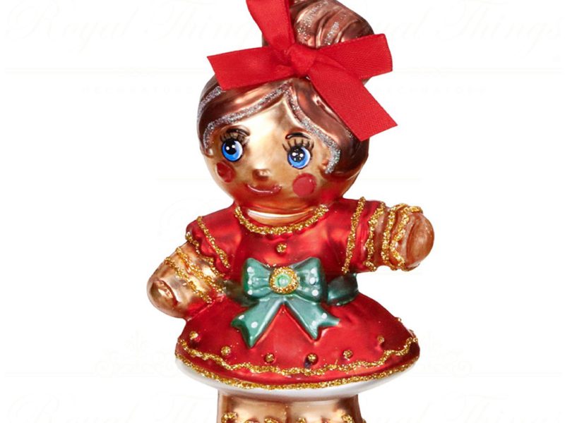 Tr 18097 Goodwill Christmas Ornaments Glass Gingerbread Girl Ornament Red Green Red