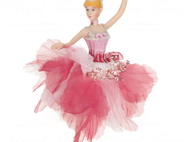 Tr 18125 Goodwill Christmas Ornaments Fabric Petal Ballerina Ornament Pink Burgundy A