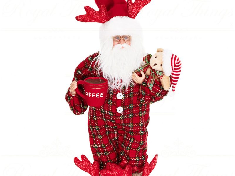 Tr 18135 Goodwill Christmas Dolls Fabric Bedtime Santa Tabletop Red