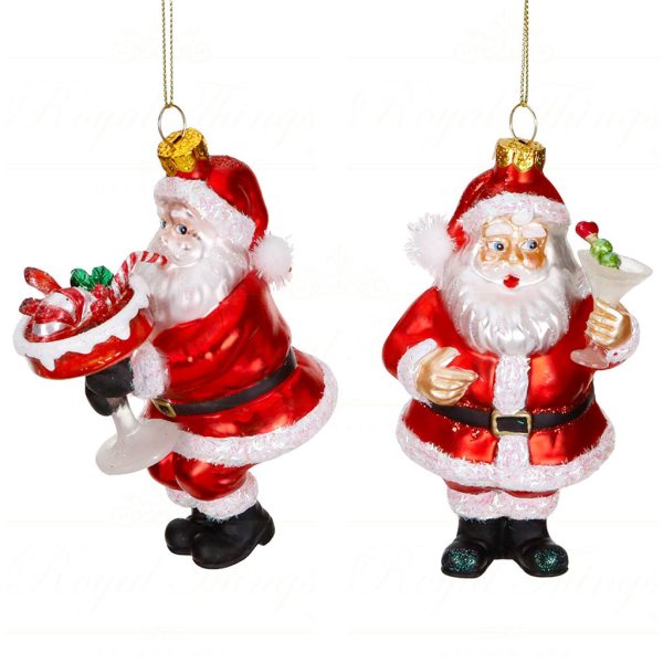 Tr 18151 Goodwill Christmas Ornaments Glass Cocktail Hour Santa Ornament Red White
