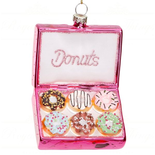 Tr 18159 Goodwill Christmas Ornaments Glass Box Of Donuts Ornament Pink Multi