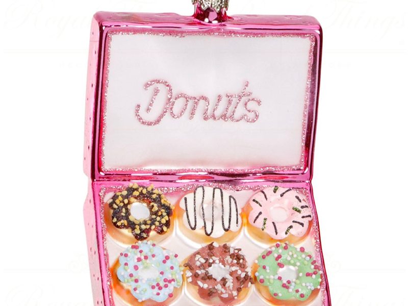 Tr 18159 Goodwill Christmas Ornaments Glass Box Of Donuts Ornament Pink Multi
