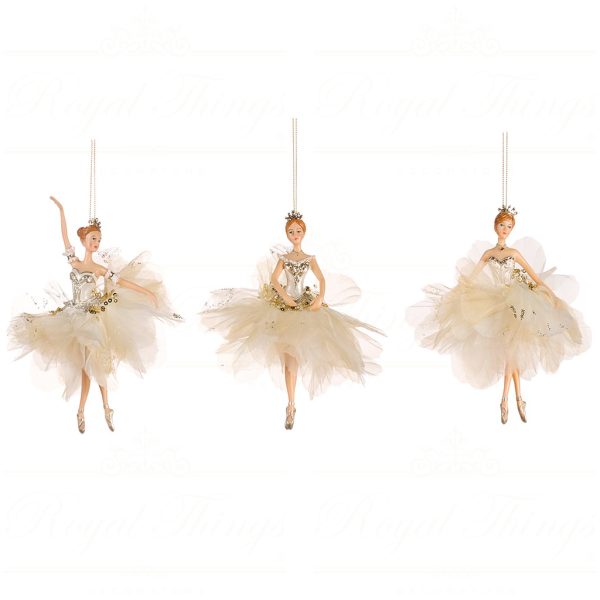 Tr 18232 Goodwill Christmas Ornaments Fabric Petal Ballerina Ornament Cream Champagne