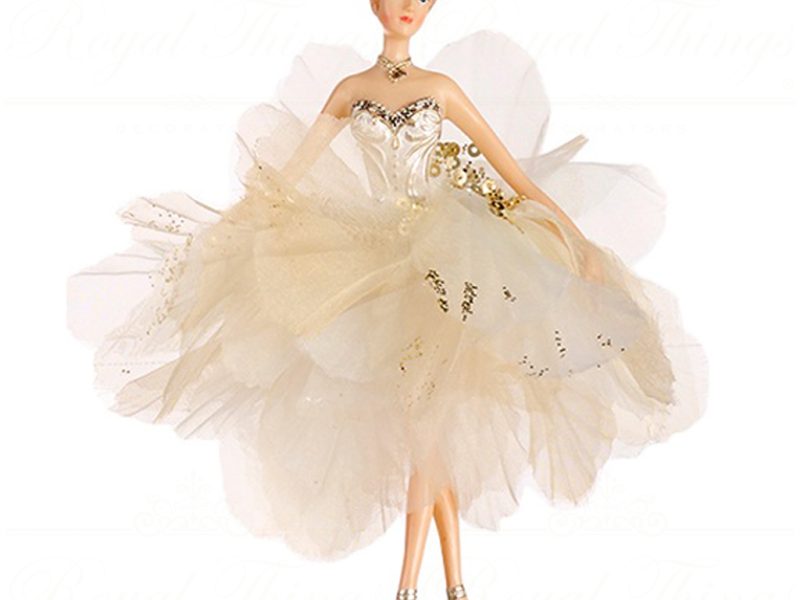 Tr 18232 Goodwill Christmas Ornaments Fabric Petal Ballerina Ornament Cream Champagne Open