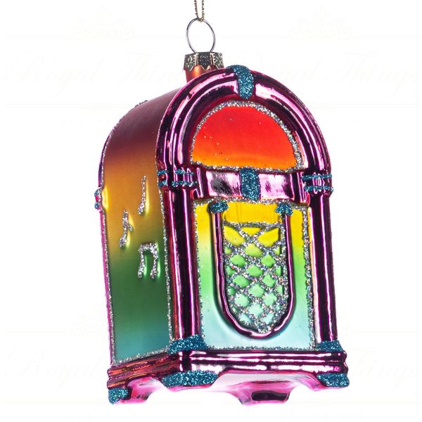 Tr 19018 Goodwill Glass Christmas Ornaments Glass Retro Rainbow Jukebox Ornament Multi Vari B