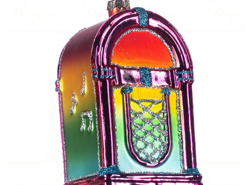 Tr 19018 Goodwill Glass Christmas Ornaments Glass Retro Rainbow Jukebox Ornament Multi Vari B