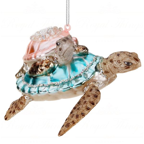 Tr 19084 Goodwill Glass Christmas Ornaments Glass Pearl Stacked Turtles Ornament Blue Pink