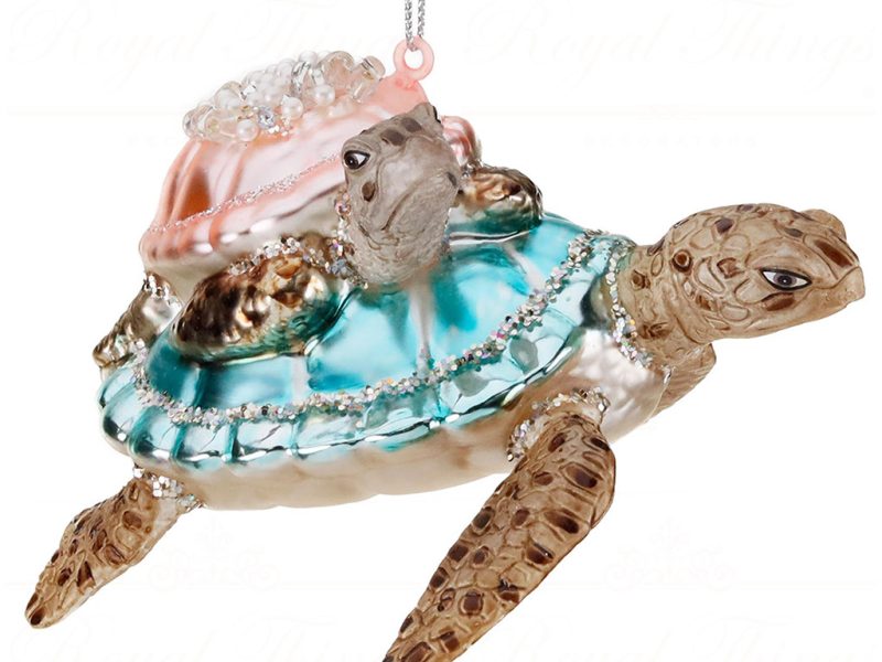 Tr 19084 Goodwill Glass Christmas Ornaments Glass Pearl Stacked Turtles Ornament Blue Pink