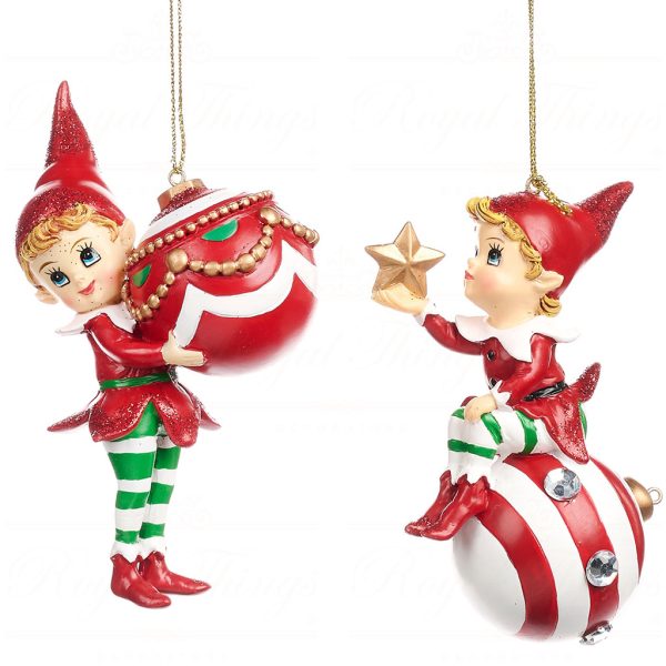 Tr 19090 Goodwill Christmas Balls Xmas Elf Helper With Ball Ornament Red White Green
