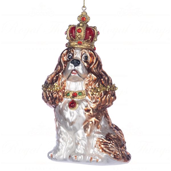 Tr 19103 Goodwill Glass Christmas Ornaments Glass Royal Corgi Dog With Crown Ornament Brown White Red
