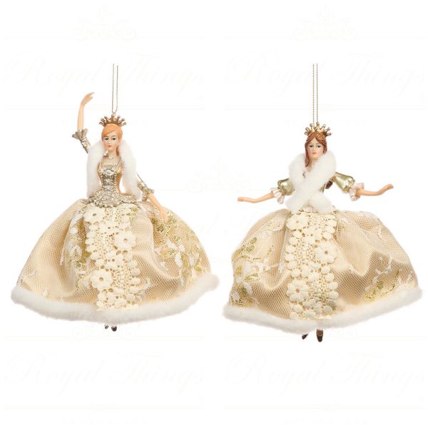 Tr 19192 Goodwill Christmas Ornaments Fabric Regal Lady Ornament Champagne Cream White