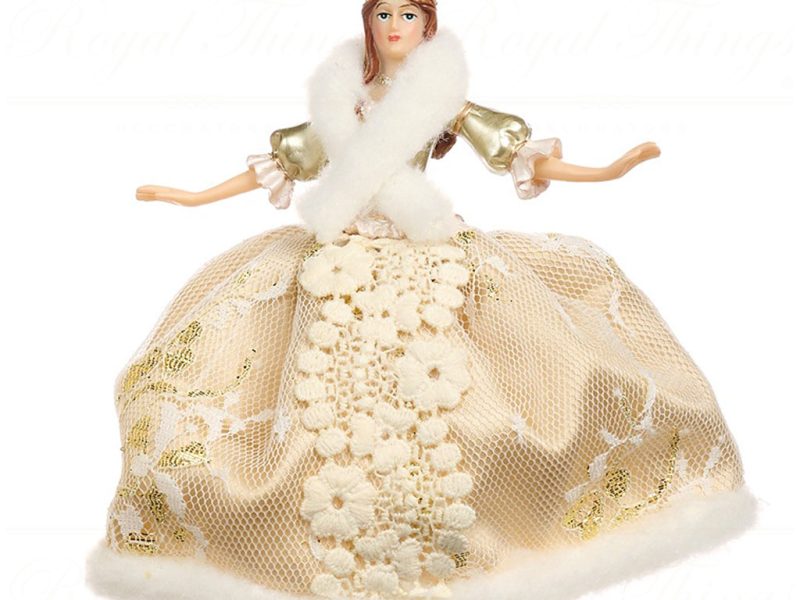 Tr 19192 Goodwill Christmas Ornaments Fabric Regal Lady Ornament Champagne Cream White Vari B