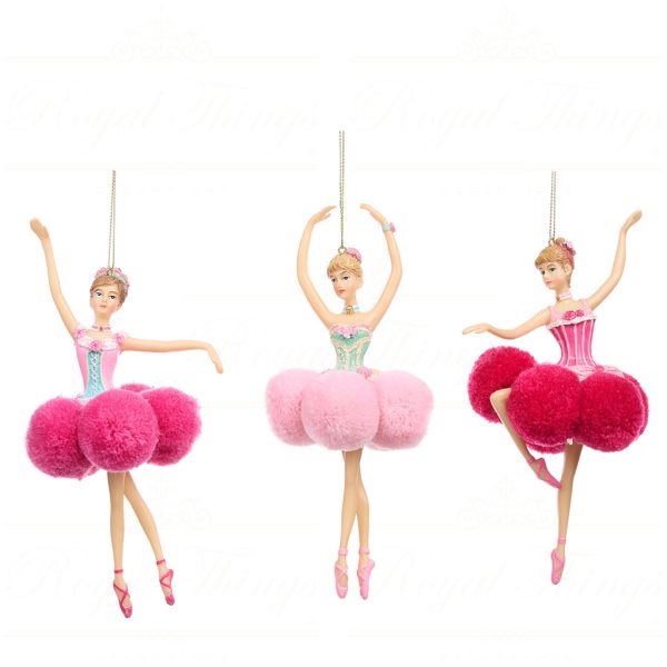 Tr 19201 Goodwill Christmas Ornaments Fabric Pompon Ballerina Ornament Pink Blue