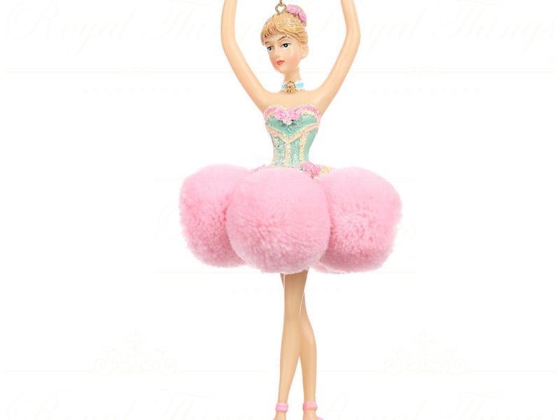 Tr 19201 Goodwill Christmas Ornaments Fabric Pompon Ballerina Ornament Pink Blue Vari B