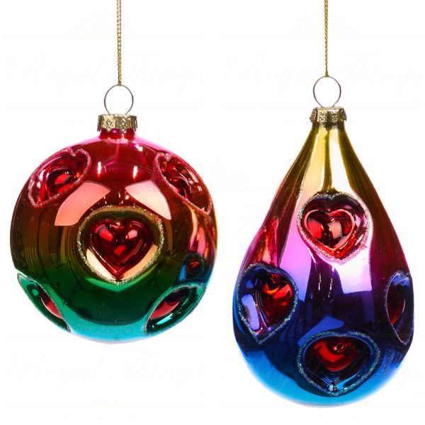 Tr 20430 Goodwill Christmas Balls Glass 3d Love Reflector Ball Drop Ornament Multi