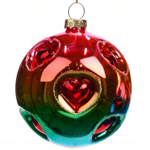 Tr 20430 Goodwill Christmas Balls Glass 3d Love Reflector Ball Drop Ornament Multi Round