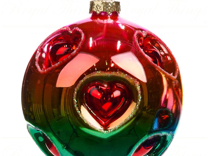 Tr 20430 Goodwill Christmas Balls Glass 3d Love Reflector Ball Drop Ornament Multi Round