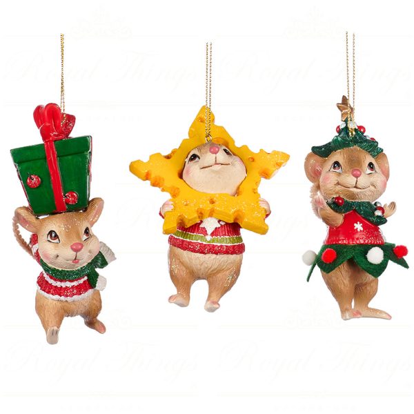 Tr 21300 Goodwill Christmas Ornaments Xmas Mouse Ornament Yellow Green Red