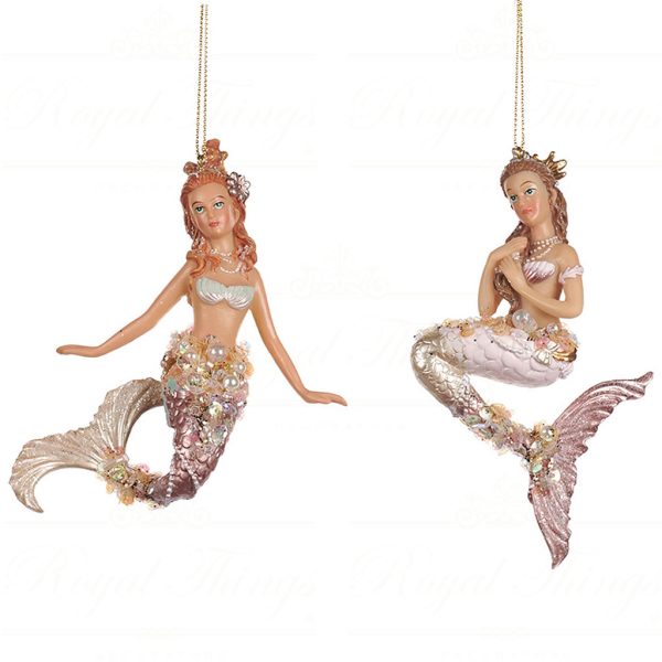 Tr 22365 Goodwill Christmas Ornaments Pearl Sequin Mermaid Ornament Pink Champagne