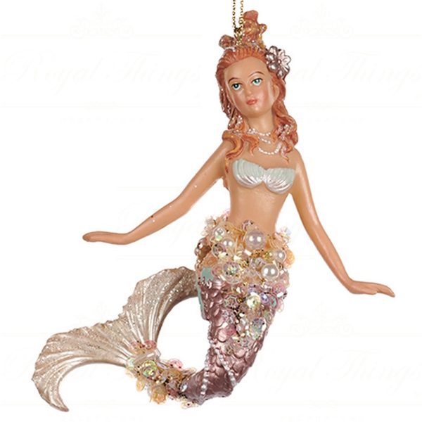 Tr 22365 Goodwill Christmas Ornaments Pearl Sequin Mermaid Ornament Pink Champagne Vari Open