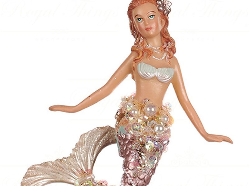 Tr 22365 Goodwill Christmas Ornaments Pearl Sequin Mermaid Ornament Pink Champagne Vari Open