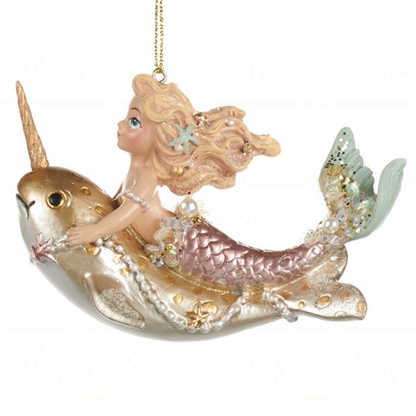 Tr 22369 Goodwill Christmas Ornaments Mermaid Riding Sea Animal Ornament Pink Vari Narwal