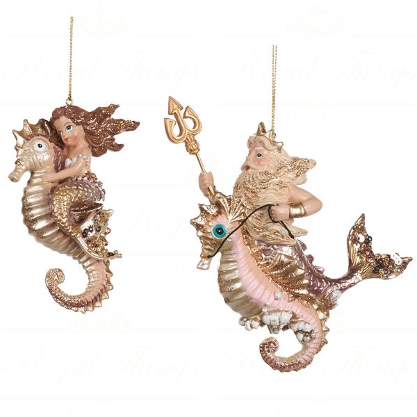 Tr 22370 Goodwill Christmas Ornaments Mermaid Nept.on Seahorse Ornament Pink