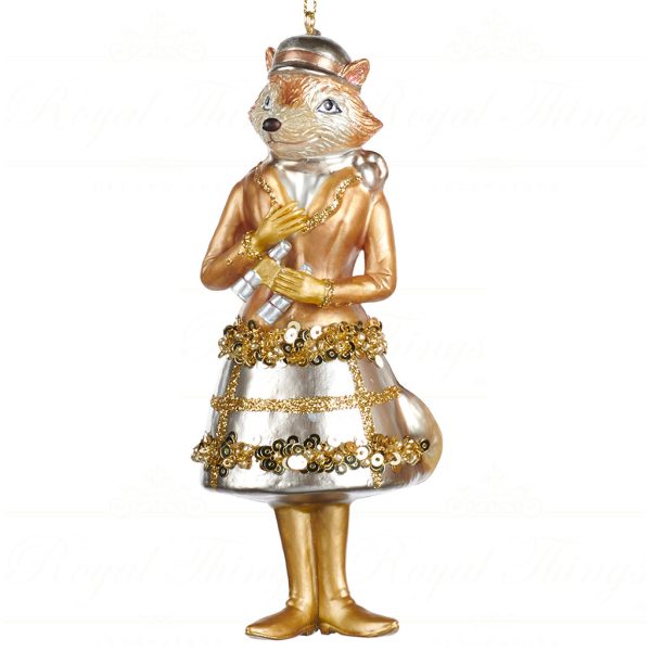 Tr 22438 Goodwill Glass Christmas Ornaments Glass Mr Mrs Fox Ornament Gold Cream Champagne Girl