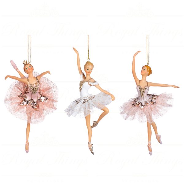 Tr 22570 Goodwill Christmas Ornaments Tulle Ballerina Ornament White Pink Gold