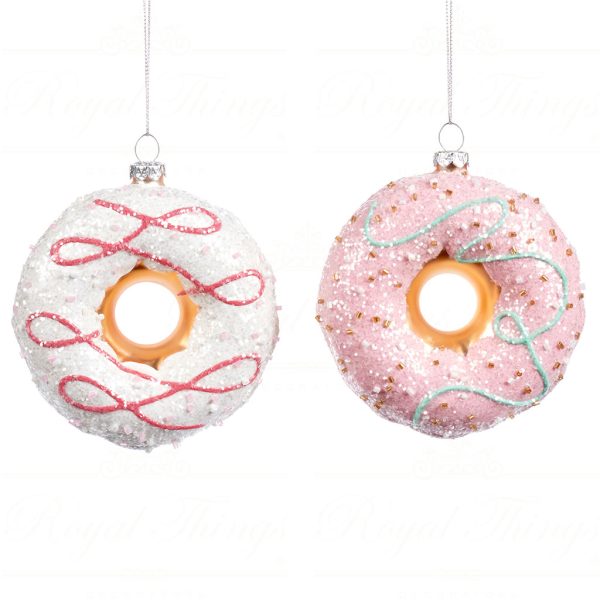 Tr 23130 Goodwill Christmas Ornaments Glass Donut Ornament Pink White