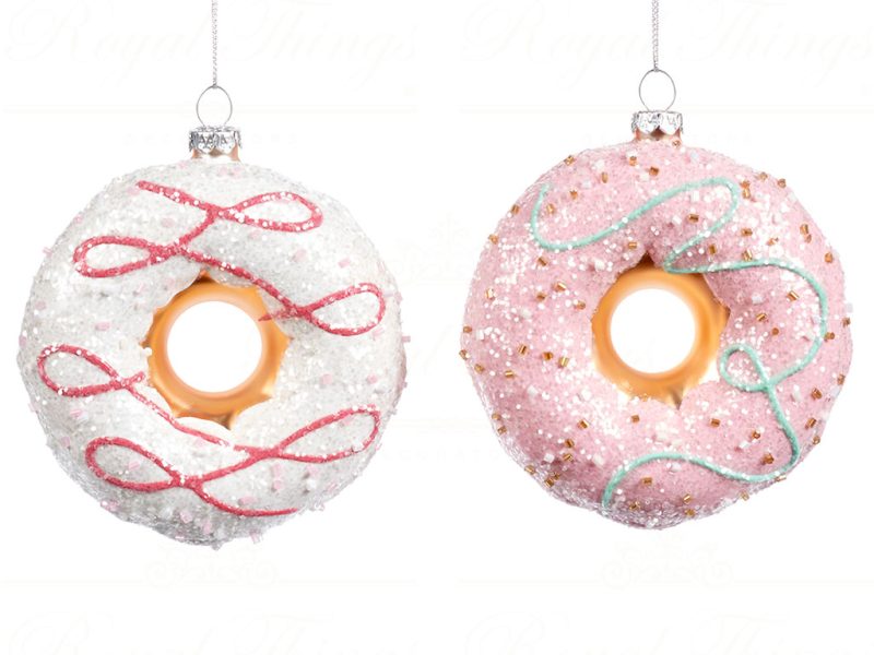 Tr 23130 Goodwill Christmas Ornaments Glass Donut Ornament Pink White
