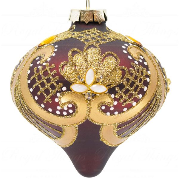 Tr 23148 Goodwill Glass Christmas Balls Glass Majestic Tsarina Ball Burgundy Gold Vari Onion