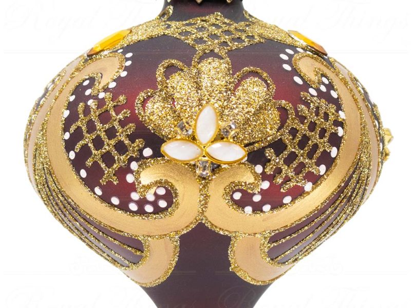 Tr 23148 Goodwill Glass Christmas Balls Glass Majestic Tsarina Ball Burgundy Gold Vari Onion