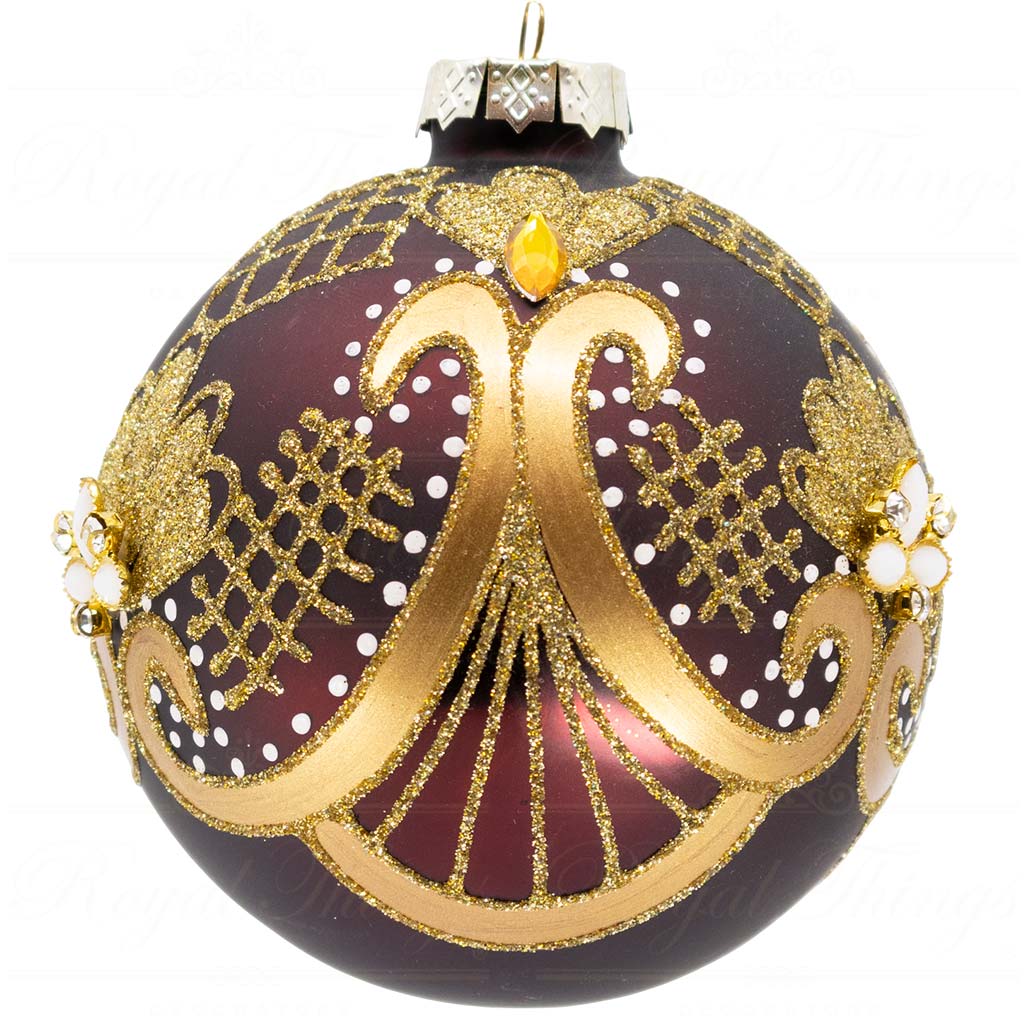 TR 23148 goodwill glass christmas balls glass majestic tsarina ball burgundy gold vari round side Tr 23148 Goodwill Glass Christmas Balls Glass Majestic Tsarina Ball Burgundy Gold Vari Round Side