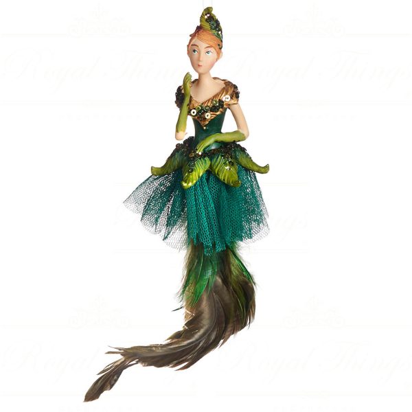 Tr 25018 Goodwill Christmas Ornaments Tulle Featheared Fairy Lady Ornament Burgundy Green Vari Green