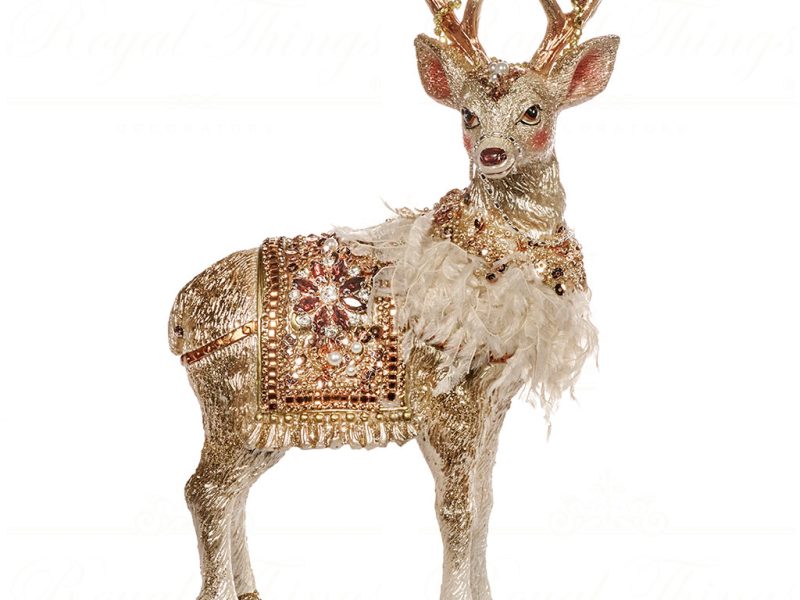 Tr 25332 Goodwill Tabletop Jewel Sequin Deer With Saddle Tabletop Champagne Cream Gold