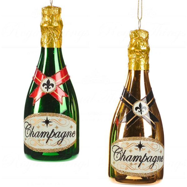 Ya 92334 Goodwill Christmas Ornaments Glass Champagne Bottle Ornament Gold Green