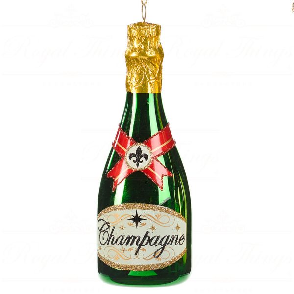 Ya 92334 Goodwill Christmas Ornaments Glass Champagne Bottle Ornament Gold Green Green